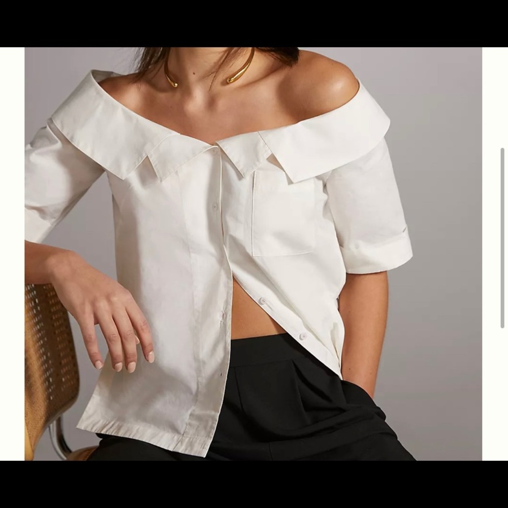 White Maeve Collared off the shoulder blouse